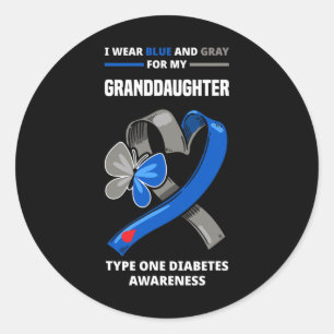 I Wear Blue and Grey For My Granddaughter Type One Classic Round Sticker