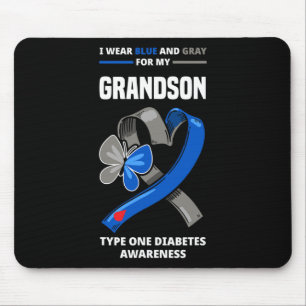 I Wear Blue And Grey For My Grandson Type One Diab Mouse Pad