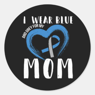 I Wear Blue And Grey For My Mum Diabetes Type 1  Classic Round Sticker