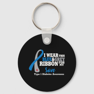 I Wear Blue And Grey For My Son Diabetes Awareness Key Ring