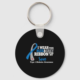 I wear blue and grey for my son Diabetes Awareness Key Ring
