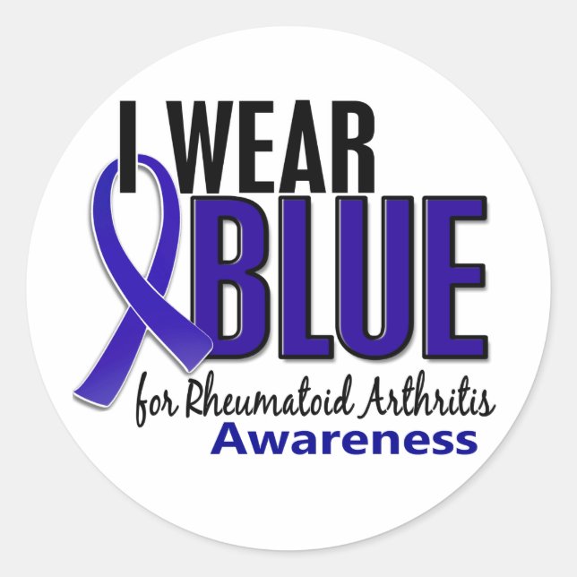 I Wear Blue Awareness 10 Rheumatoid Arthritis RA Classic Round Sticker (Front)