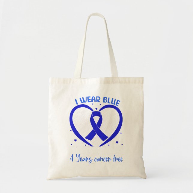 I Wear Blue Colon Cancer Survivor Gifts 4 Years Ca Tote Bag (Front)