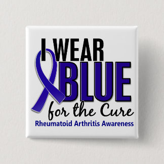 I Wear Blue Cure Rheumatoid Arthritis RA 15 Cm Square Badge