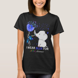 i wear blue elephant Autism be kind T-Shirt