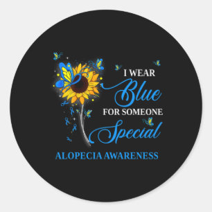 I Wear Blue For Alopecia Awareness Sunflower 1 Classic Round Sticker