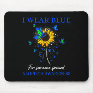 I Wear Blue For Alopecia Awareness Sunflower  Mouse Pad