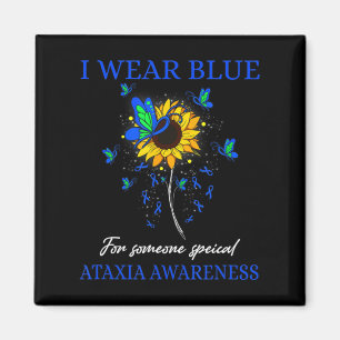 I Wear Blue For Ataxia Awareness Sunflower T-Shirt Magnet