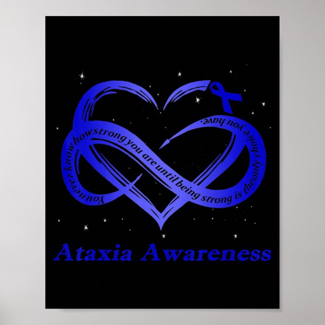 I Wear Blue For Ataxia Awareness Warrior T-Shirt11 Poster (Front)