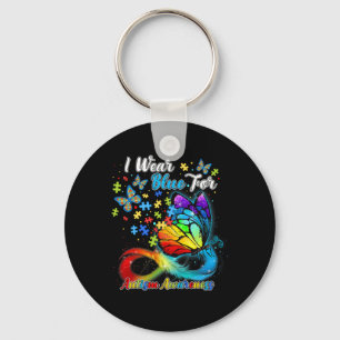 I Wear Blue For Autism Awareness Month Butterfly C Key Ring