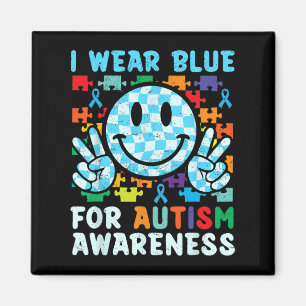 I Wear Blue For Autism Awareness Month Smile Boys  Magnet