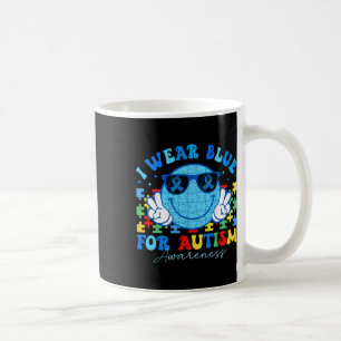 I Wear Blue For Autism Awareness Month Teacher Kid Coffee Mug