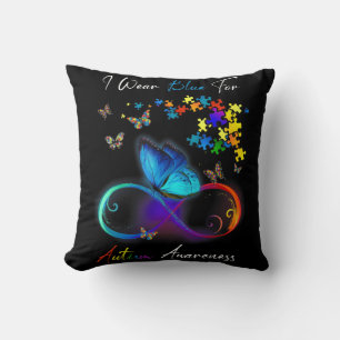 I Wear Blue For Autism Awareness Puzzle Mum Dad K Cushion