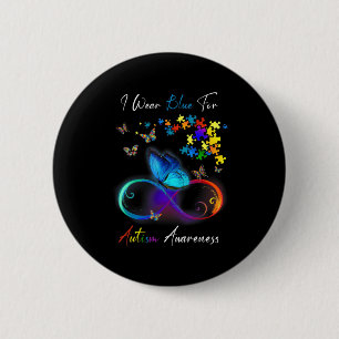 I Wear Blue For Autism Awareness shirt Puzzle Mum  6 Cm Round Badge
