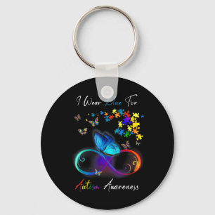 I Wear Blue For Autism Awareness shirt Puzzle Mum Key Ring