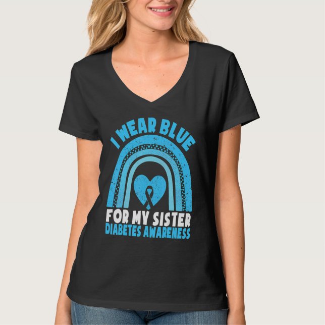 I Wear Blue For Brother Sister Diabetes Awareness T-Shirt (Front)