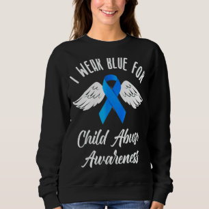 I Wear Blue For Child Abuse Awareness Blue Ribbon  Sweatshirt