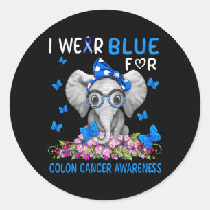 I Wear Blue For Colon Cancer Awareness Classic Round Sticker