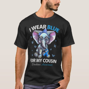 I Wear Blue For Cousin Diabetes Awareness Elephant T-Shirt