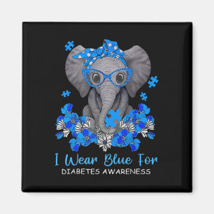 I Wear Blue For Diabetes Awareness Elephant Warrio Magnet