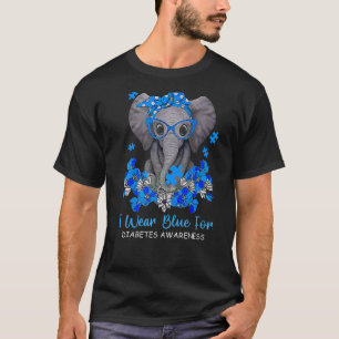I Wear Blue For Diabetes Awareness Elephant Warrio T-Shirt
