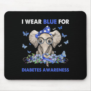 I Wear Blue For Diabetes Awareness Elephants  Mouse Pad