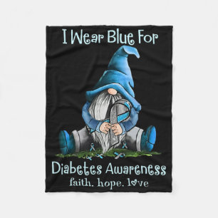 I Wear Blue For Diabetes Awareness Gnome 1 Fleece Blanket