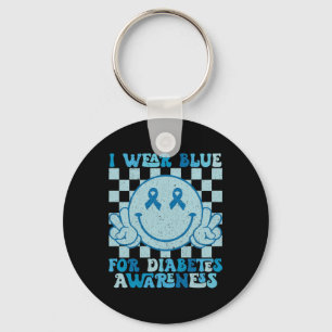 I Wear Blue For Diabetes Awareness Month Smile Fac Key Ring