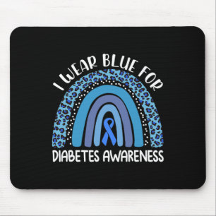 I Wear Blue For Diabetes Awareness Support Rainbow Mouse Pad