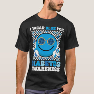I Wear Blue For Diabetes Awareness T1D Smile Face T-Shirt