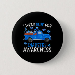 I Wear Blue For Diabetes Awareness Truck Blue Grey 6 Cm Round Badge