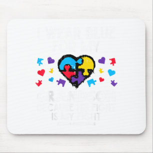 I Wear Blue For Grandson Fight Autism Aware Grandp Mouse Pad
