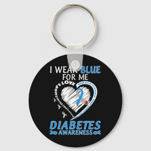 I Wear Blue For Me Diabetes Awareness Blue Ribbon  Key Ring
