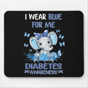 I Wear Blue For Me Diabetes Awareness Elephant  Mouse Pad