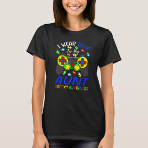 I Wear Blue For My Aunt Autism Awareness Boys Vide T-Shirt