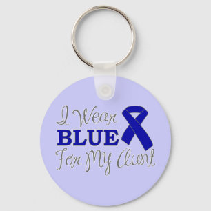 I Wear Blue For My Aunt (Blue Awareness Ribbon) Key Ring