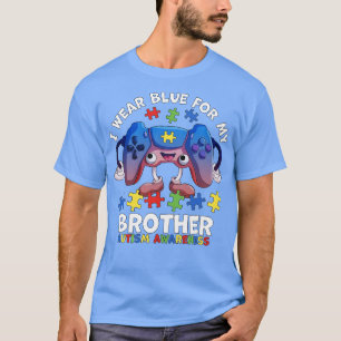 I Wear Blue For My Brother Autism Awareness Gaming T-Shirt