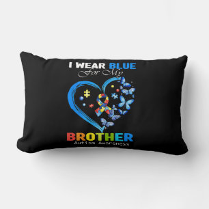 I Wear Blue For My Brother Autism Awareness Heart Lumbar Cushion