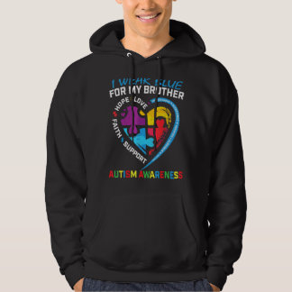 I Wear Blue For My Brother Autism Awareness Puzzle Hoodie