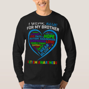I Wear Blue For My Brother Autism Awareness Puzzle T-Shirt