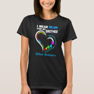 I Wear Blue For My Brother Autism Awareness Puzzle T-Shirt