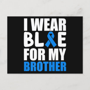 I Wear Blue For My Brother Autism Awareness Ribbon Postcard