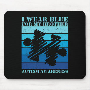 I Wear Blue For My Brother Autistic Kids Autism Aw Mouse Pad