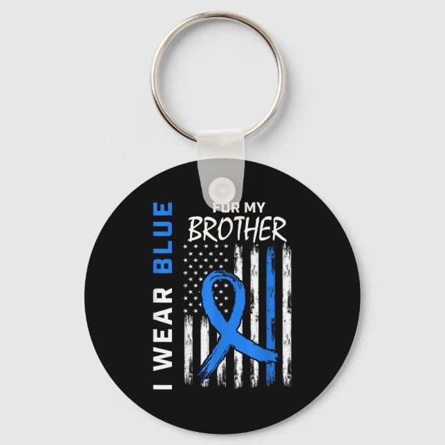 I Wear Blue For My Brother Diabetes Awareness Shir Key Ring (Front)