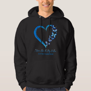 I Wear Blue For My Brother Heart Butterfly Autism Hoodie
