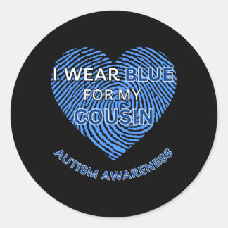 I WEAR BLUE FOR MY COUSIN CLASSIC ROUND STICKER