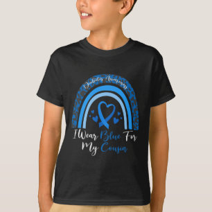 I Wear Blue For My Cousin Rainbow Leopard Diabetes T-Shirt