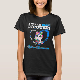 I Wear Blue For My Cousin Unicorn Autism Awareness T-Shirt