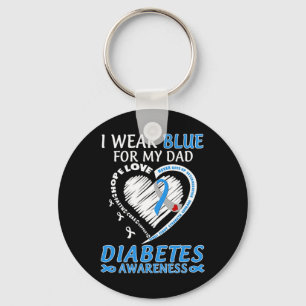 I Wear Blue For My Dad Diabetes Awareness Blue Rib Key Ring