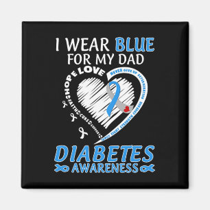 I Wear Blue For My Dad Diabetes Awareness Blue Rib Magnet
